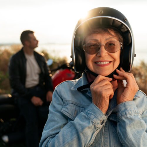 getting ready to ride motorbike